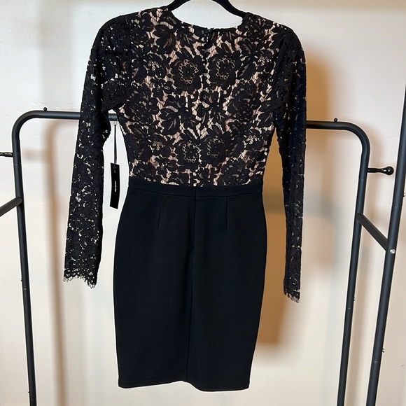 NWT Lulu's Women's Swooner or Later Lace Plunge Neck Mini Dress - Picture 10 of 14